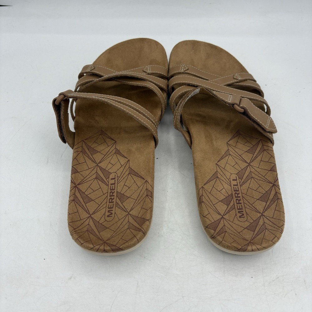 Merrell Shoes Womens Size 7 Leather Sandspur Rose Slide Sandals Tobacco Brown - Picture 6 of 9
